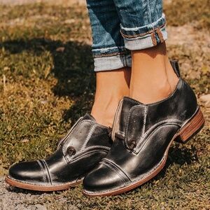 Freebird MABEL Distressed Black Leather Oxford Shoes Women size US 5 EUR 35/36